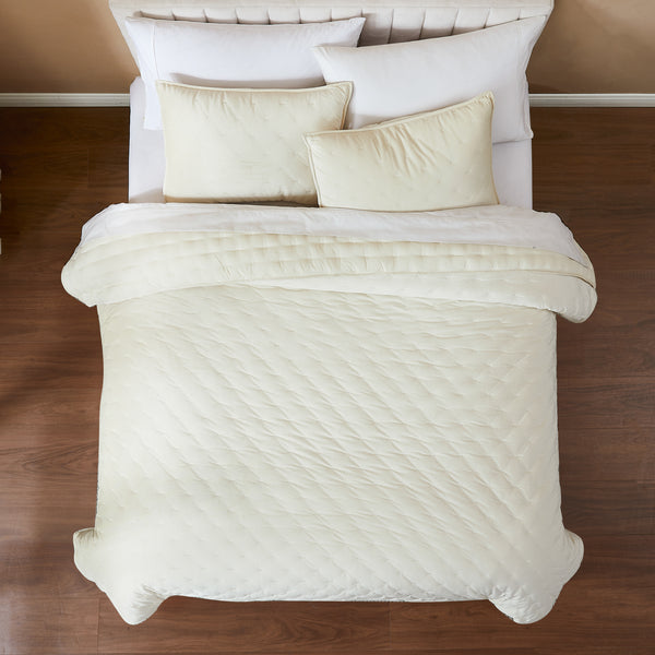 Lush Décor Haven Velvet Embroidered Stitch Cozy Super Soft Quilt 3 Piece Set