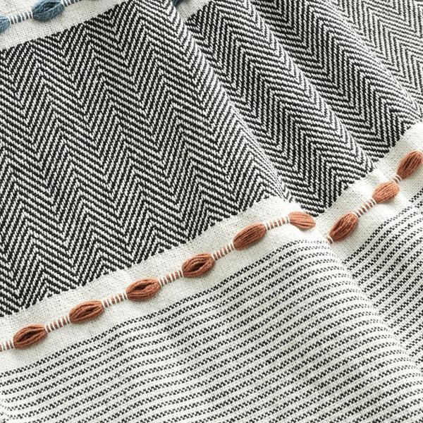 Lush Décor Herringbone Stripe Yarn Dyed Cotton Blanket/Coverlet