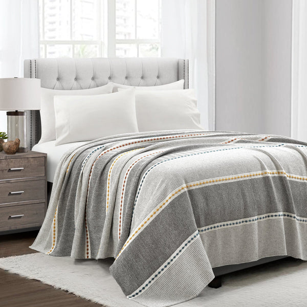lush décor Herringbone Stripe Yarn Dyed Cotton Blanket/Coverlet