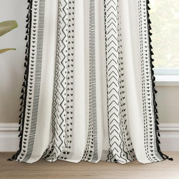 Lush Décor Hygge Boho Stripe Tassel Window Curtain Panel Set
