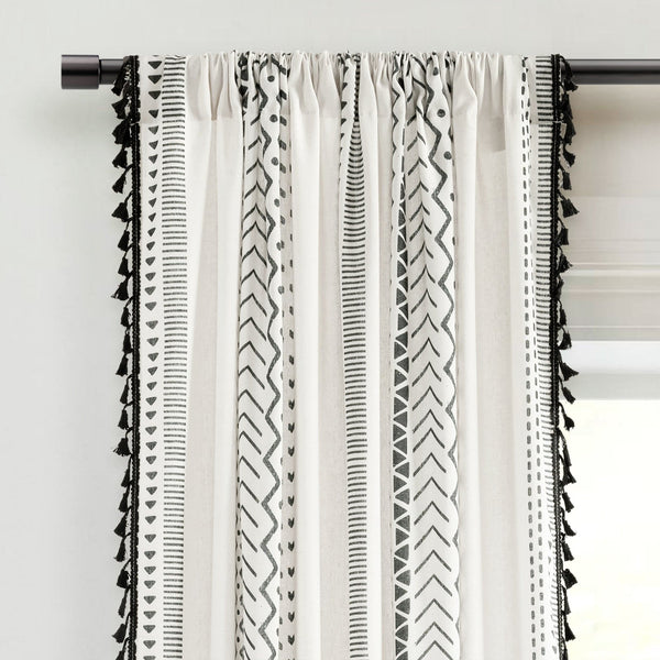 Lush Décor Hygge Boho Stripe Tassel Window Curtain Panel Set
