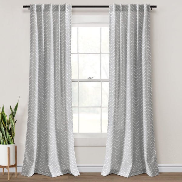 Lush Décor Hygge Modern Arrow Faux Linen Window Curtain Panel Set