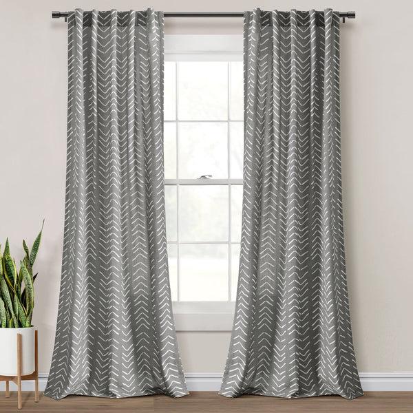 Lush Décor Hygge Modern Arrow Faux Linen Window Curtain Panel Set