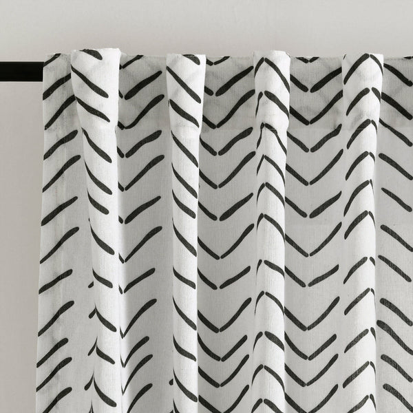 Lush Décor Hygge Modern Arrow Faux Linen Window Curtain Panel Set