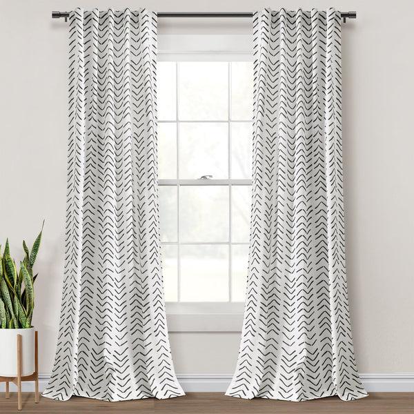 lush décor Hygge Modern Arrow Faux Linen Window Curtain Panel Set