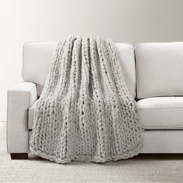 Lush Décor Hygge Ultra Soft Chenille Chunky Knit Throw