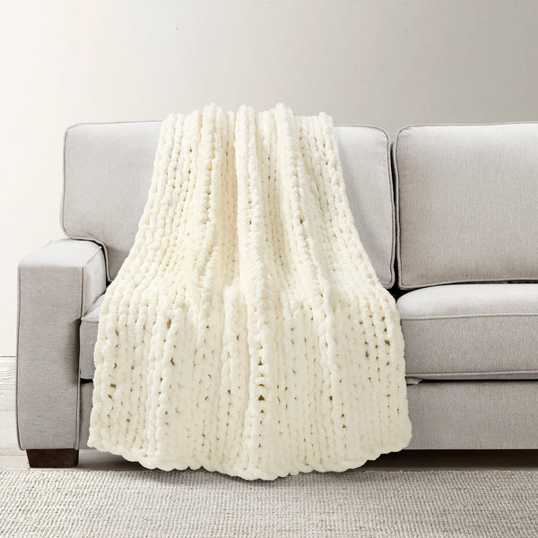 Lush Décor Hygge Ultra Soft Chenille Chunky Knit Throw