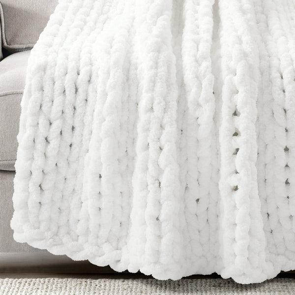 Lush Décor Hygge Ultra Soft Chenille Chunky Knit Throw