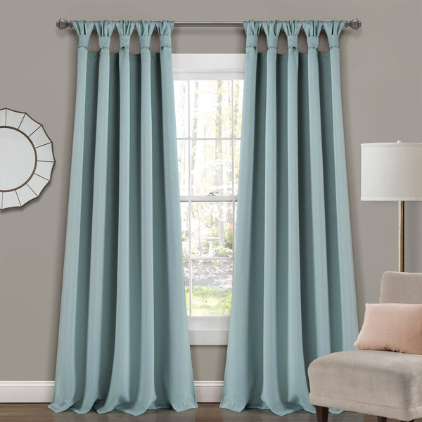 Lush Décor Insulated Knotted Tab Top Blackout Window Curtain Panel Set