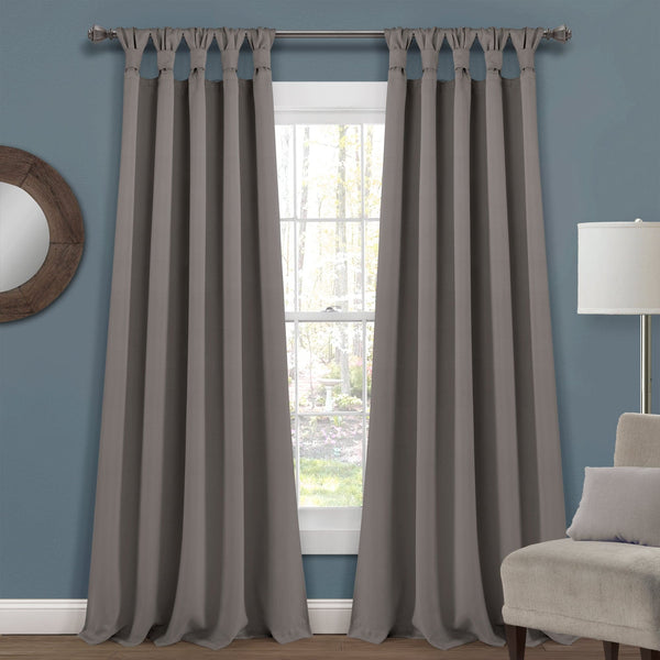 Lush Décor Insulated Knotted Tab Top Blackout Window Curtain Panel Set