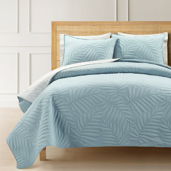 lush décor Isla Embroidered Leaf Reversible Cotton Quilt 3 Piece Set