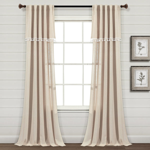 lush décor Ivy Tassel Faux Linen Window Curtain Panel Set