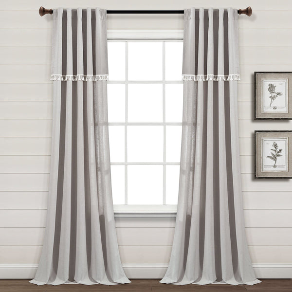 Lush Décor Ivy Tassel Faux Linen Window Curtain Panel Set