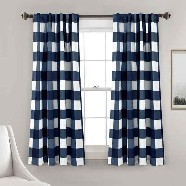 Lush Décor Kelly Checker Light Filtering Window Curtain Panel Set