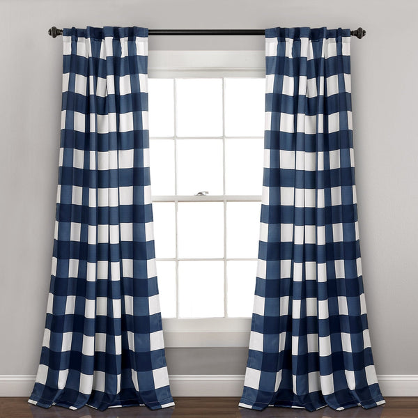 Lush Décor Kelly Checker Light Filtering Window Curtain Panel Set