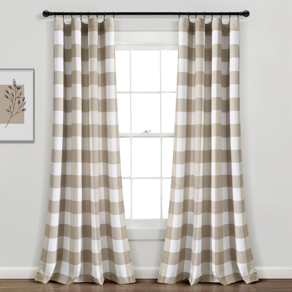 Lush Décor Kelly Checker Light Filtering Window Curtain Panel Set
