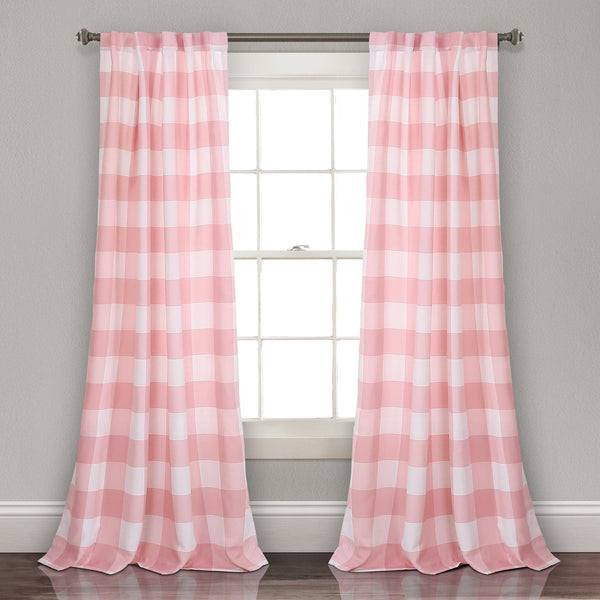 lush décor Kelly Checker Light Filtering Window Curtain Panel Set