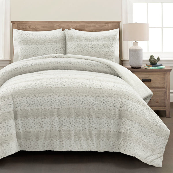 lush décor Leopard Textured Faux Fur Comforter 3 Piece Set