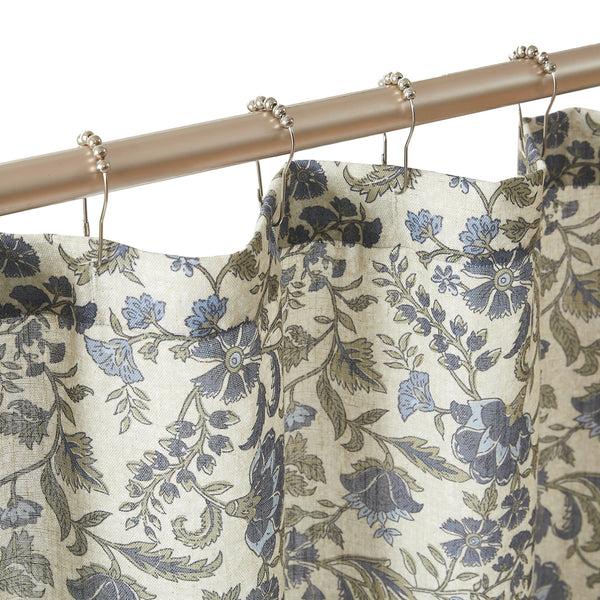 Lush Décor Lillian Block Print Linen Textured Shower Curtain