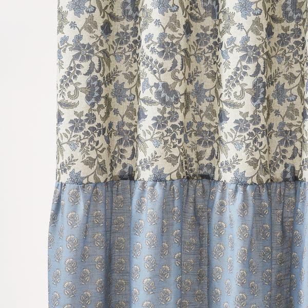 Lush Décor Lillian Block Print Linen Textured Shower Curtain