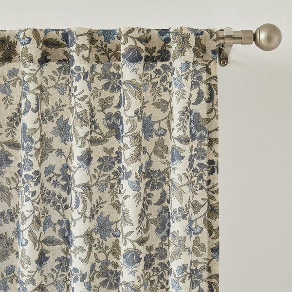 Lush Décor Lillian Block Print Linen Textured Window Curtain Panels