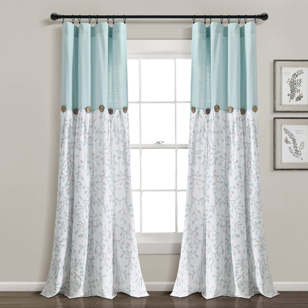 Lush Décor Linen Button Botanical Garden Window Curtain Panel