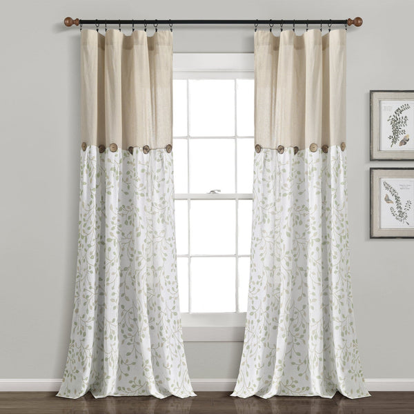 lush décor Linen Button Botanical Garden Window Curtain Panel