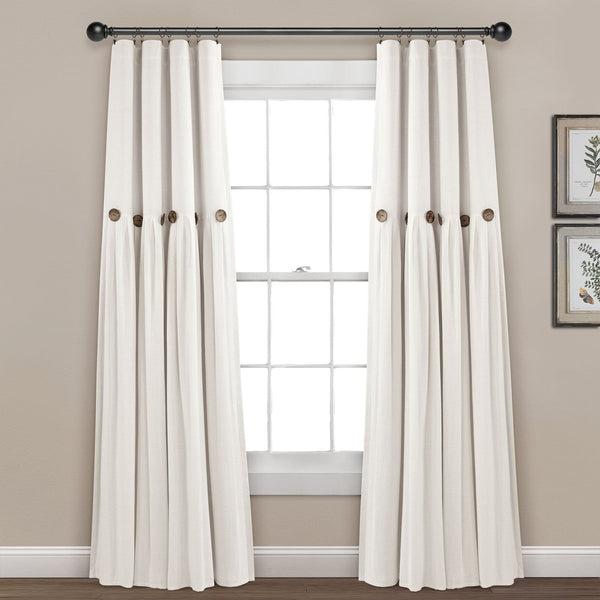 Lush Décor Linen Button Lined 100% Blackout Window Curtain Panel