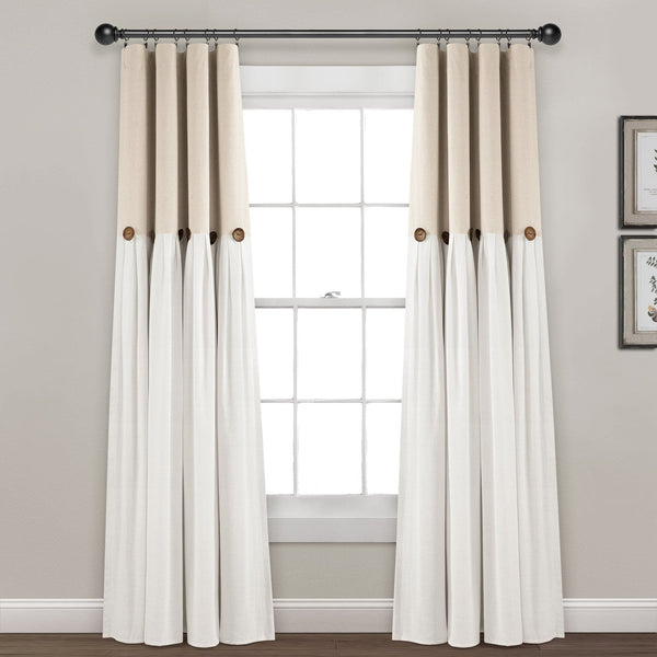 Lush Décor Linen Button Lined 100% Blackout Window Curtain Panel