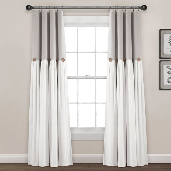 Lush Décor Linen Button Lined 100% Blackout Window Curtain Panel