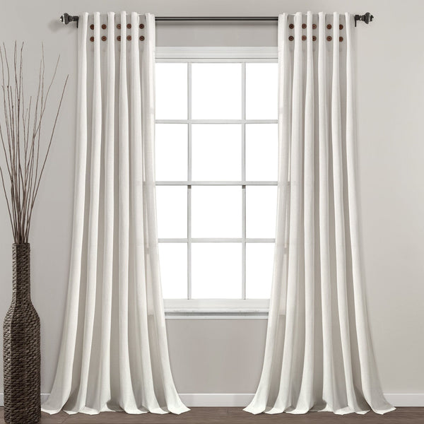 Lush Décor Linen Button Pinched Pleat Window Curtain Panel