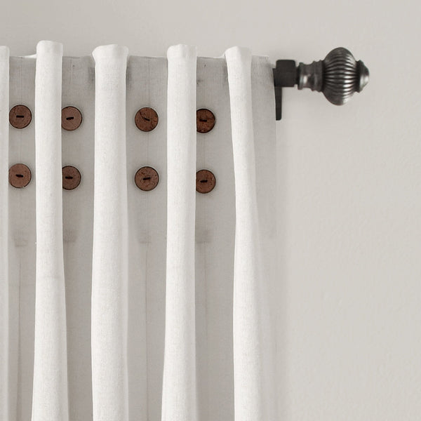 Lush Décor Linen Button Pinched Pleat Window Curtain Panel