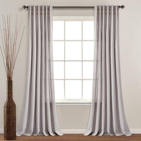 lush décor Linen Button Pinched Pleat Window Curtain Panel