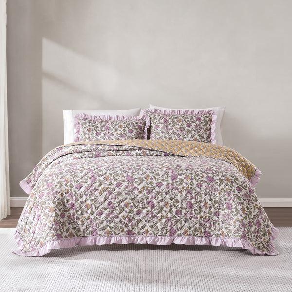 lush décor Lola Block Print Ruffle Reversible Floral Quilt Set