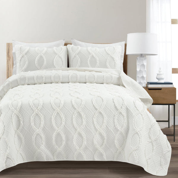 Lush Décor Avon Textured Ruffle Quilt 3 Piece Set