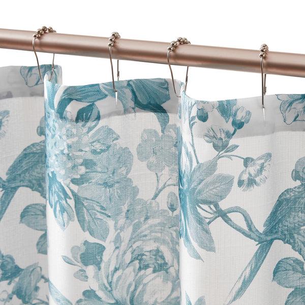 Lush Décor Bird And Hydrangea Toile Shower Curtain