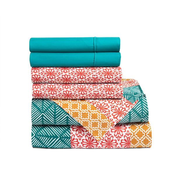 Lush Décor Bohemian Stripe 6 Piece Soft Sheet Set