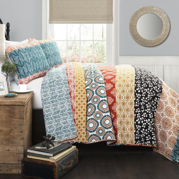 Lush Décor Bohemian Stripe Quilt 3 Piece Set