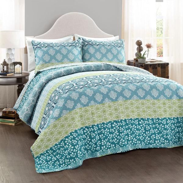 Lush Décor Bohemian Stripe Quilt 3 Piece Set