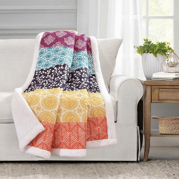lush décor Bohemian Stripe Throw Sherpa