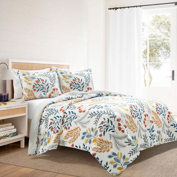 Lush Décor Boho Botanical Floral Quilt 3 Piece Set