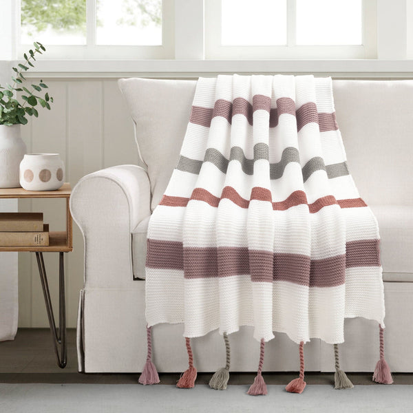 lush décor Boho Knitted Braided Tassel Throw