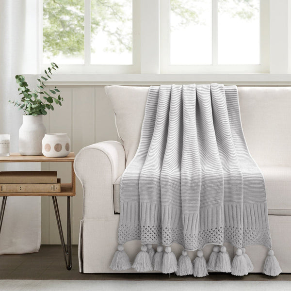 lush décor Boho Knitted Tassel Throw