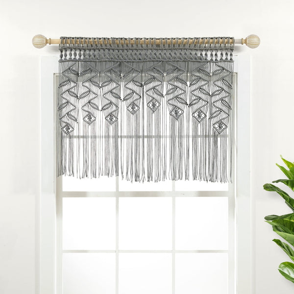 Lush Décor Boho Macrame Leaf Cotton Valance