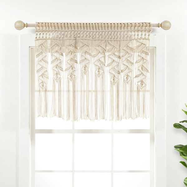 Lush Décor Boho Macrame Leaf Cotton Valance