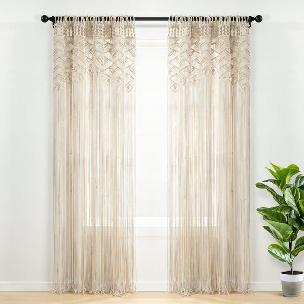 Lush Décor Boho Macrame Leaf Cotton Window Curtain