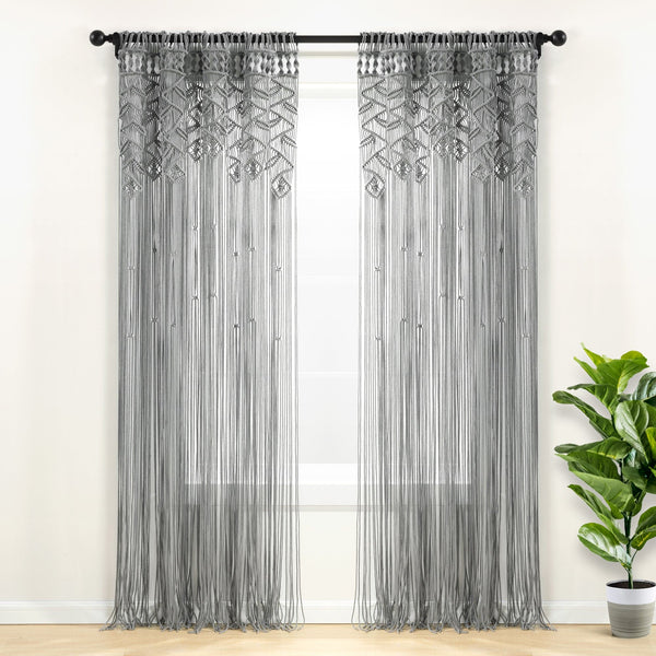 lush décor Boho Macrame Leaf Cotton Window Curtain