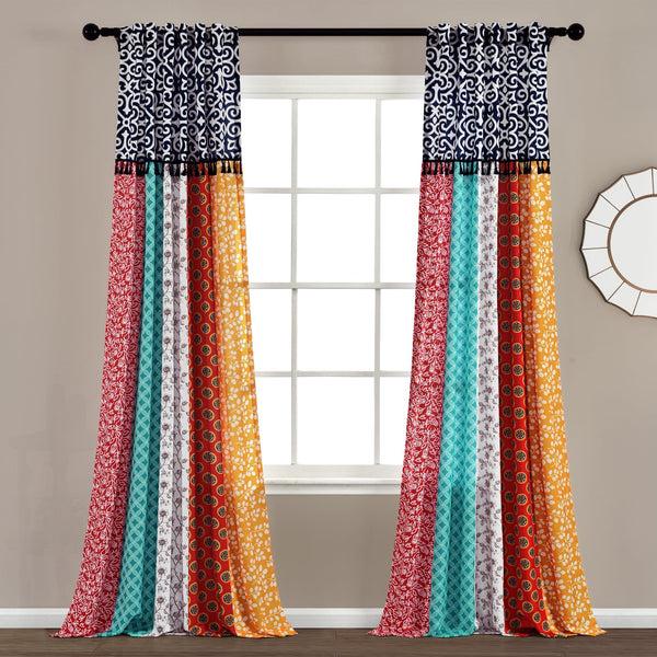 lush décor Boho Patch Window Curtain Panel Set