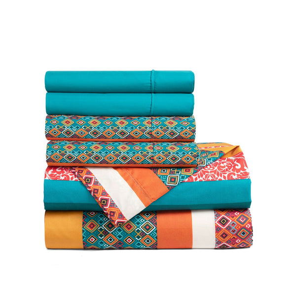 Lush Décor Boho Stripe 6 Piece Soft Sheet Set