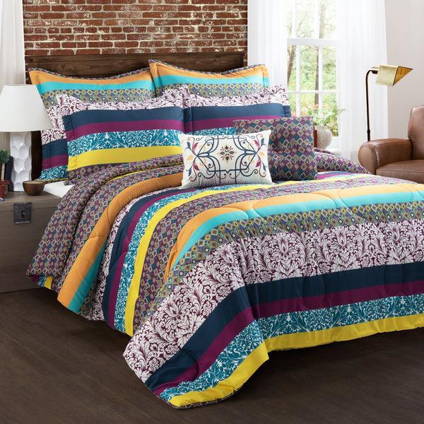 Lush Décor Boho Stripe 7 Piece Comforter Set